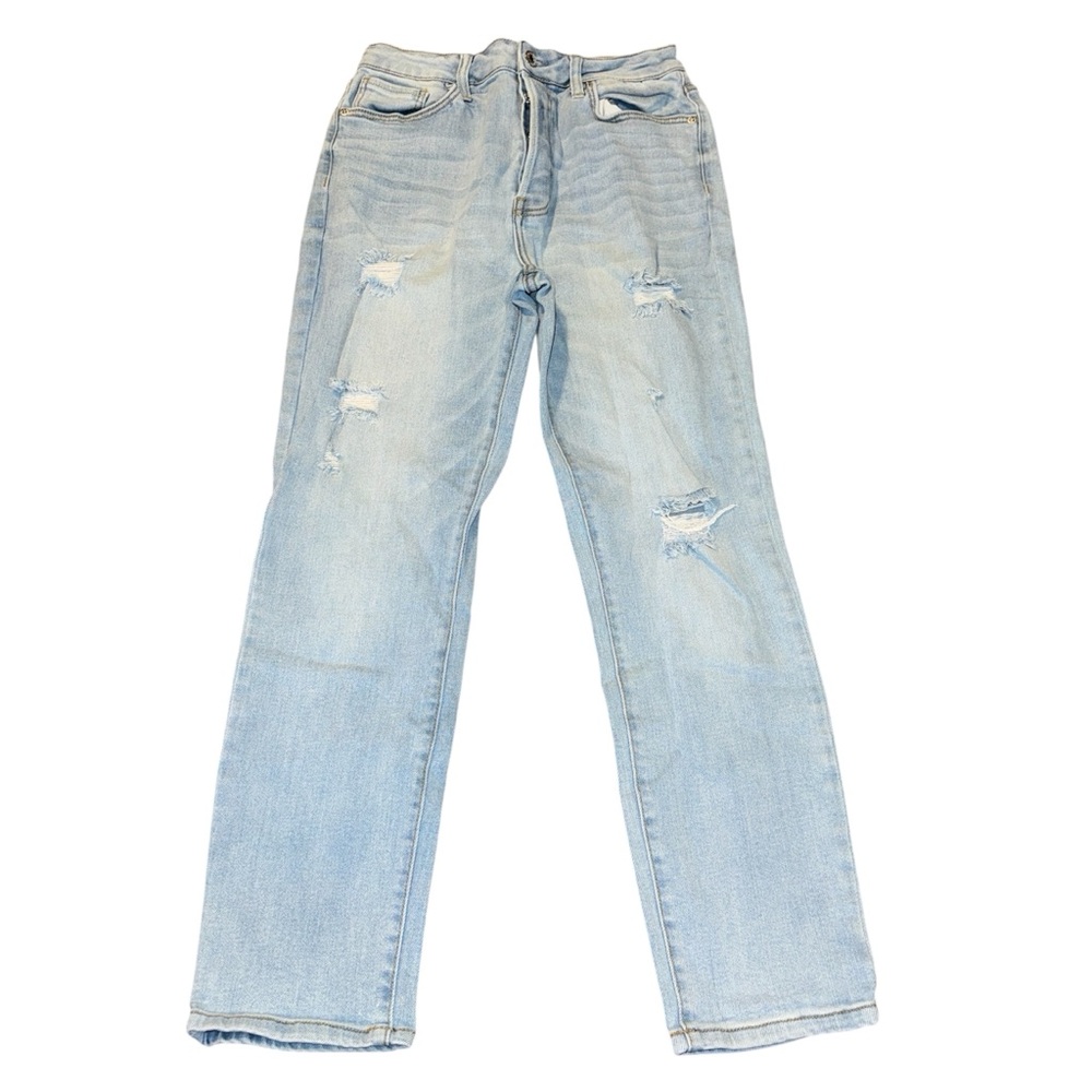 Forever 21 Light Wash Distressed Women’s Skinny Jeans Size 29 Button Fly Stretch - Picture 2 of 7